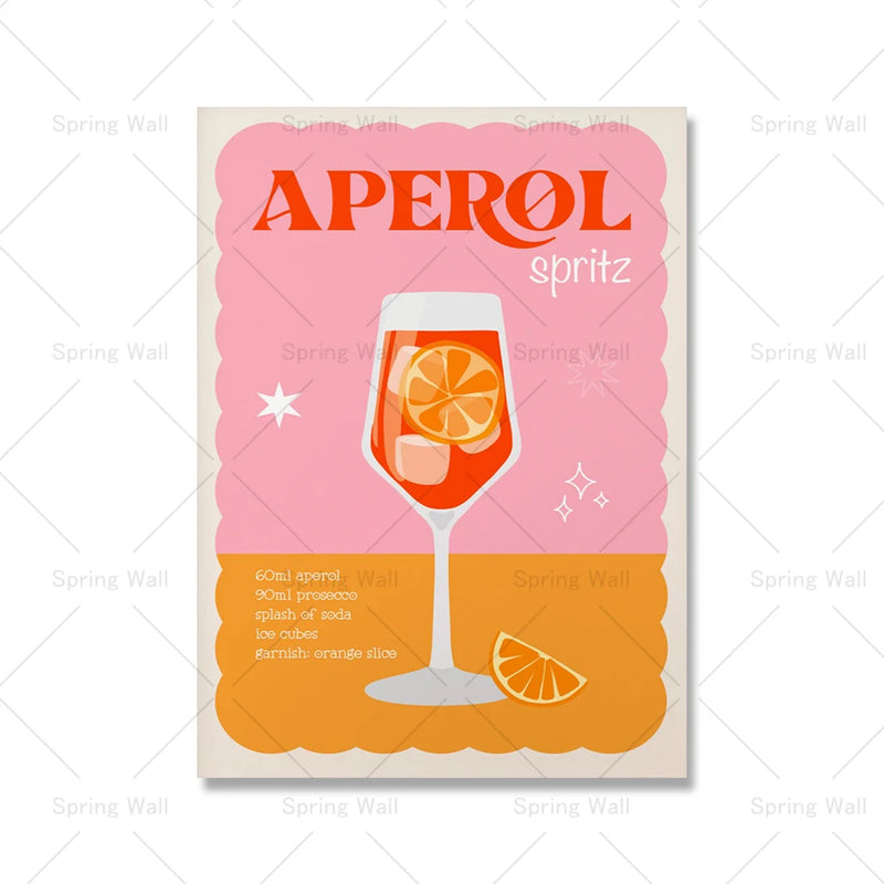 Poster Retro Aperol Spritz Cocktail