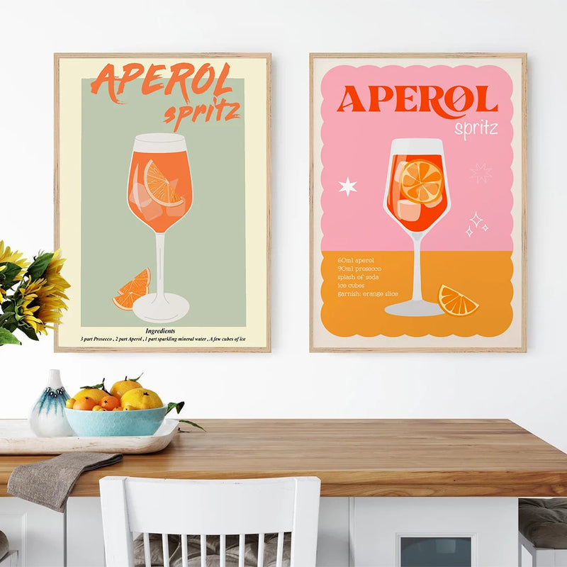 Poster Retro Aperol Spritz Cocktail