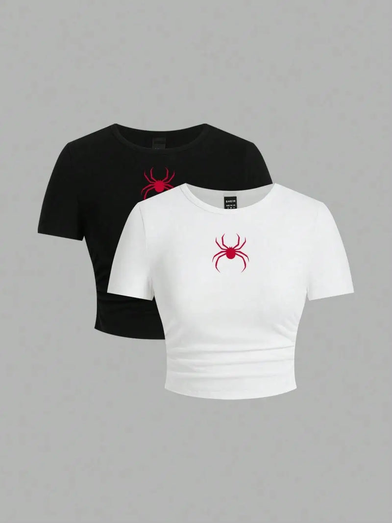 Crop Top Estampado Aranha Vermelha