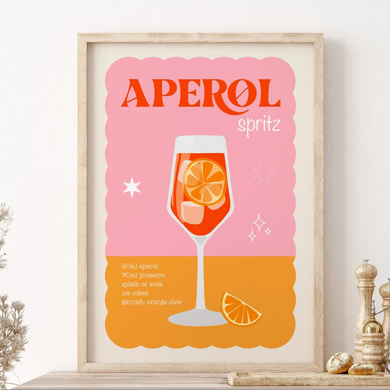 Poster Retro Aperol Spritz Cocktail