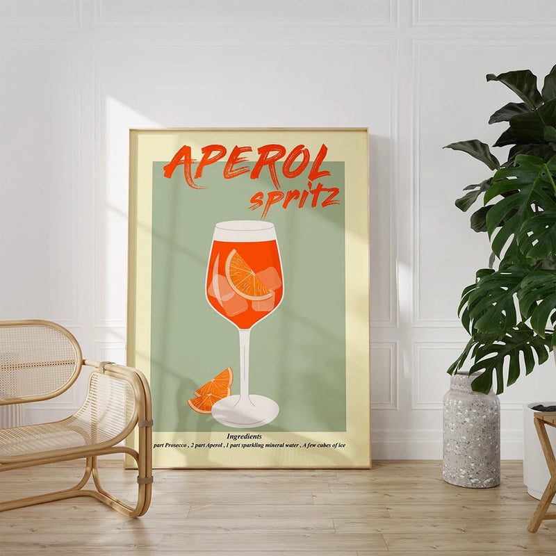 Poster Retro Aperol Spritz Cocktail